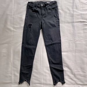 Bridge by Gly Buckle Mid Rise Black Distressed Jeans